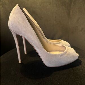Dolce & Gabbana Light Gray Suede Peep-Toe Stiletto Pumps